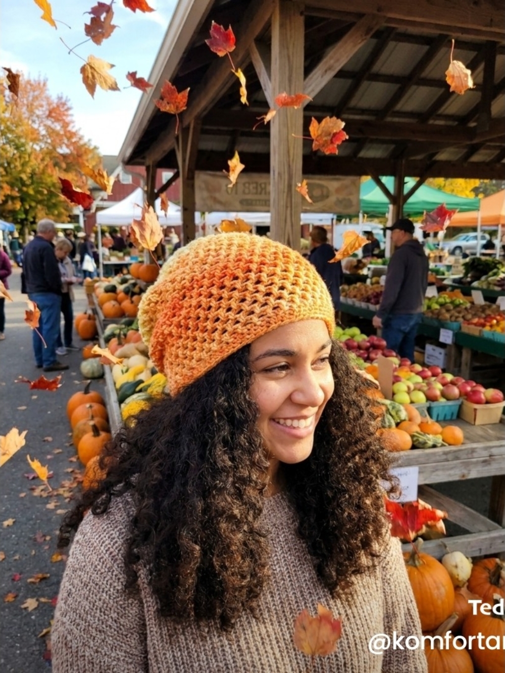Slouchy Knit Candy Corn Beanie